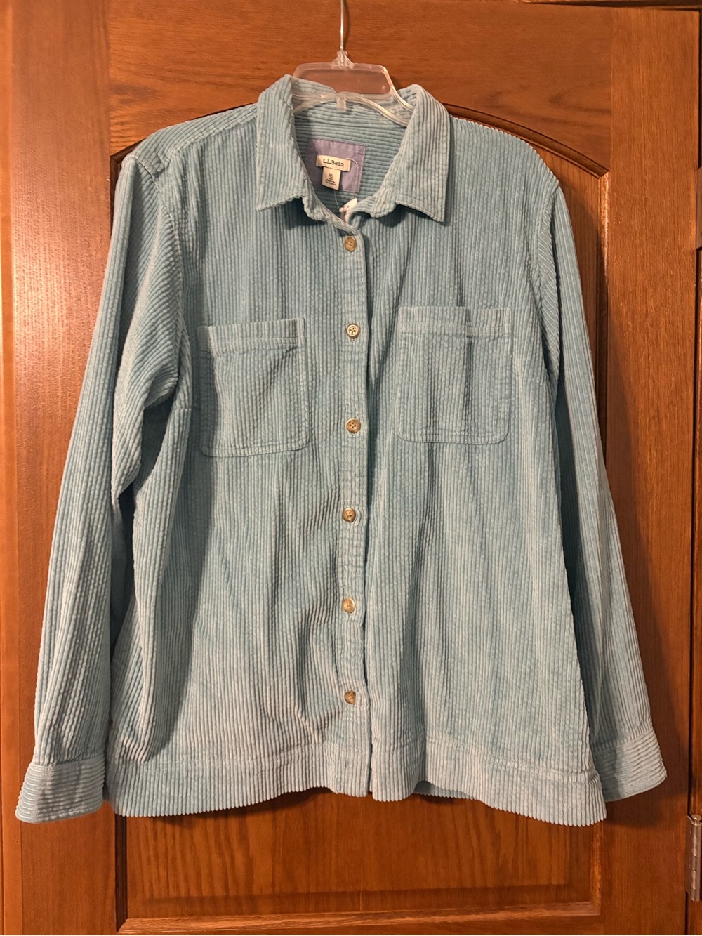 Ll Bean Sea Blue comfort Corduroy big shirt Button-Front NWT